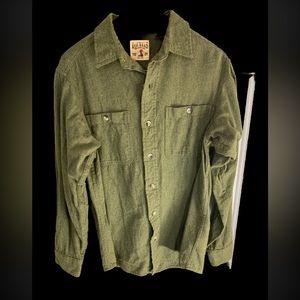 Red Head Men's Long Sleeve Button Down Shirt Green Size Small 100% Cotton
